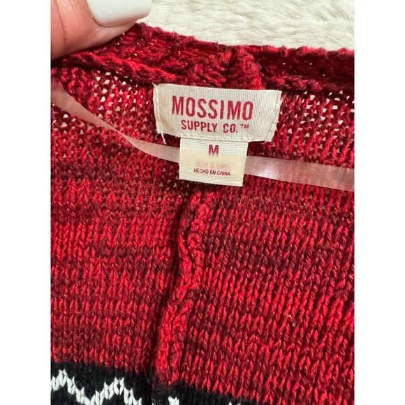 Mossimo Cardigan Open Sweater Southwestern Aztec Western Boho M Black Red - Picture 4 of 6